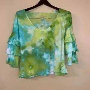 Up-cycled, tie dyed, American Eagle top